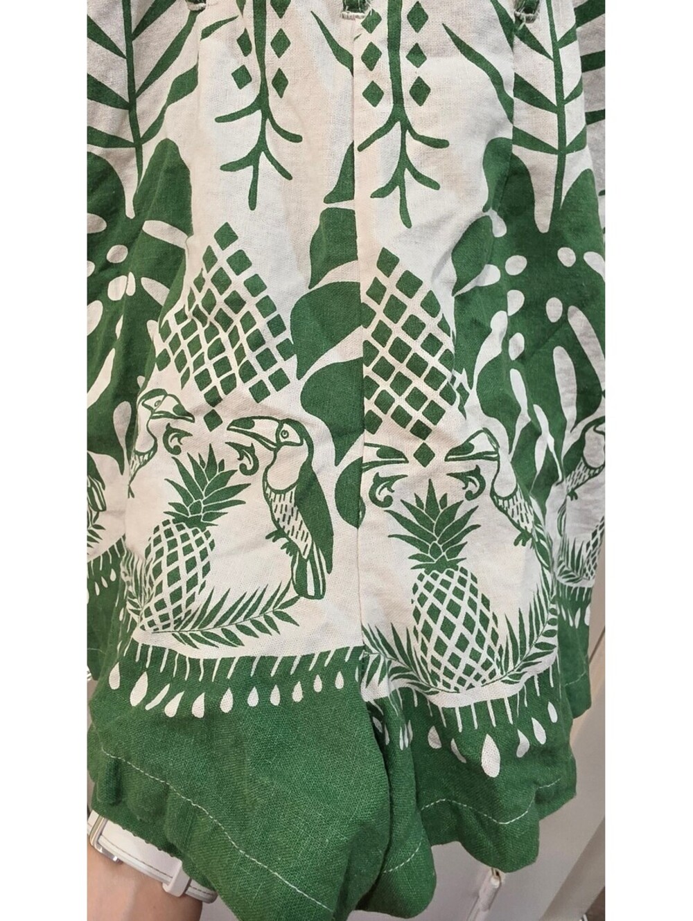 Rachel Zoe Green and White Linen Blend Romper Size 6 - Picture 8 of 9